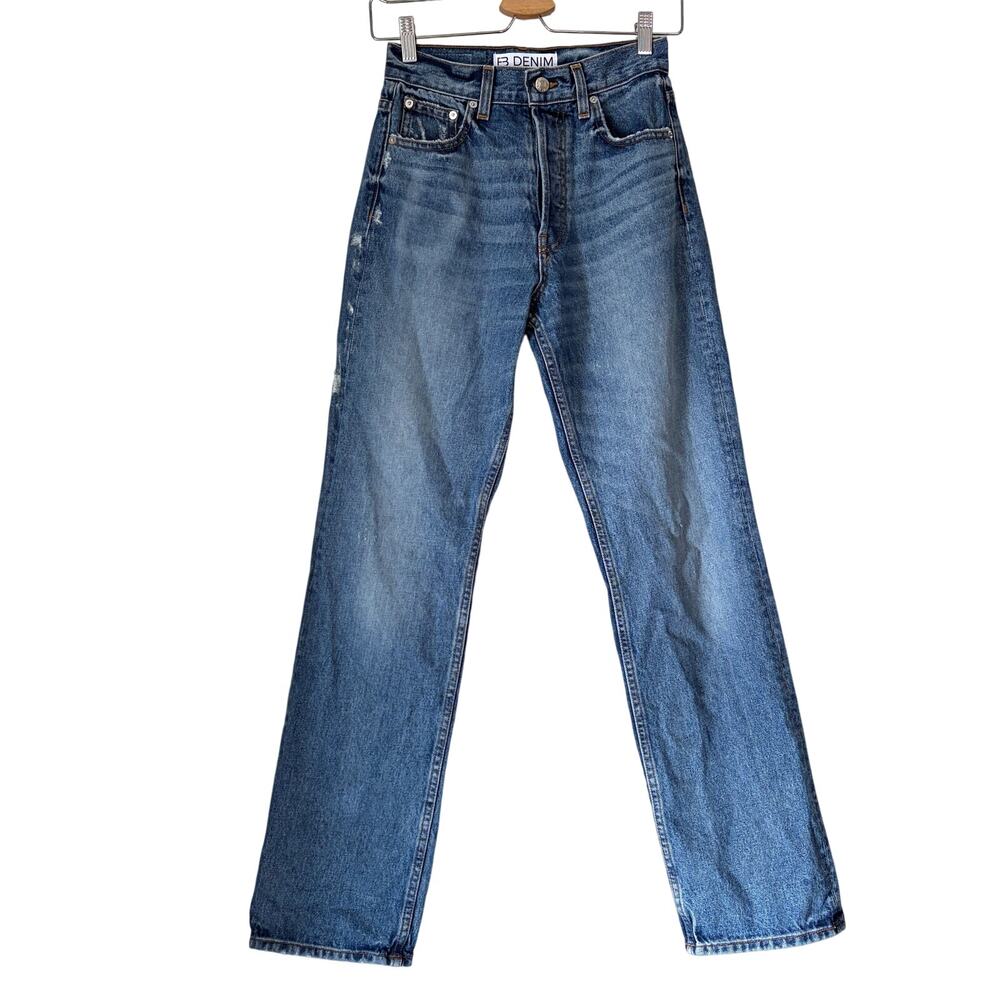 EB DENIM Distressed Button Fly Straight Leg Jean Size 25